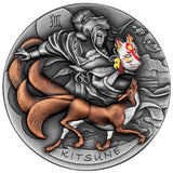 Japanese Kitsune 2022 $5 2oz Silver Antique Coin