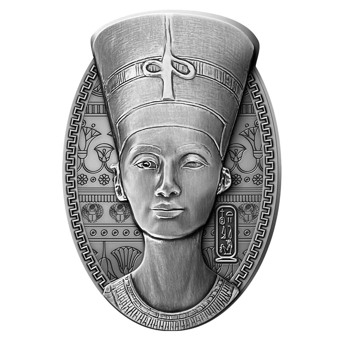 3D Nefertiti 2023 200Fr 3oz Silver Antique Coin