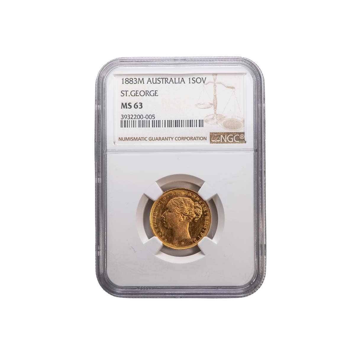 Queen Victoria 1883M Young Head St George Gold Sovereign NGC MS63 (Choice Uncirculated)