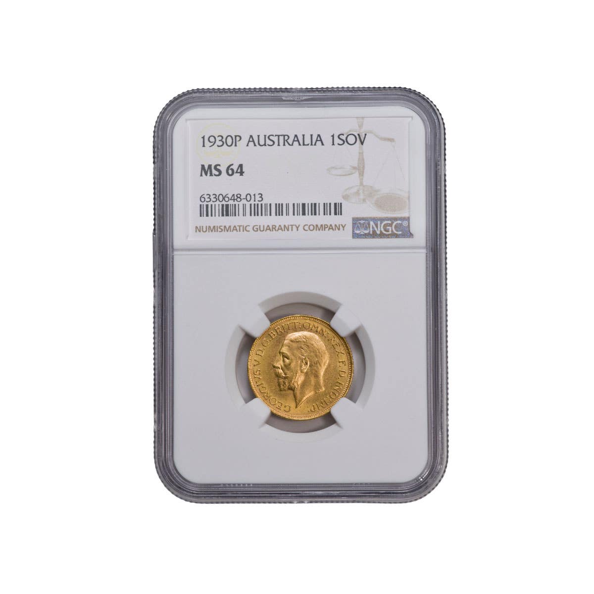 George V 1930P Gold Sovereign NGC MS64 (Choice Uncirculated)