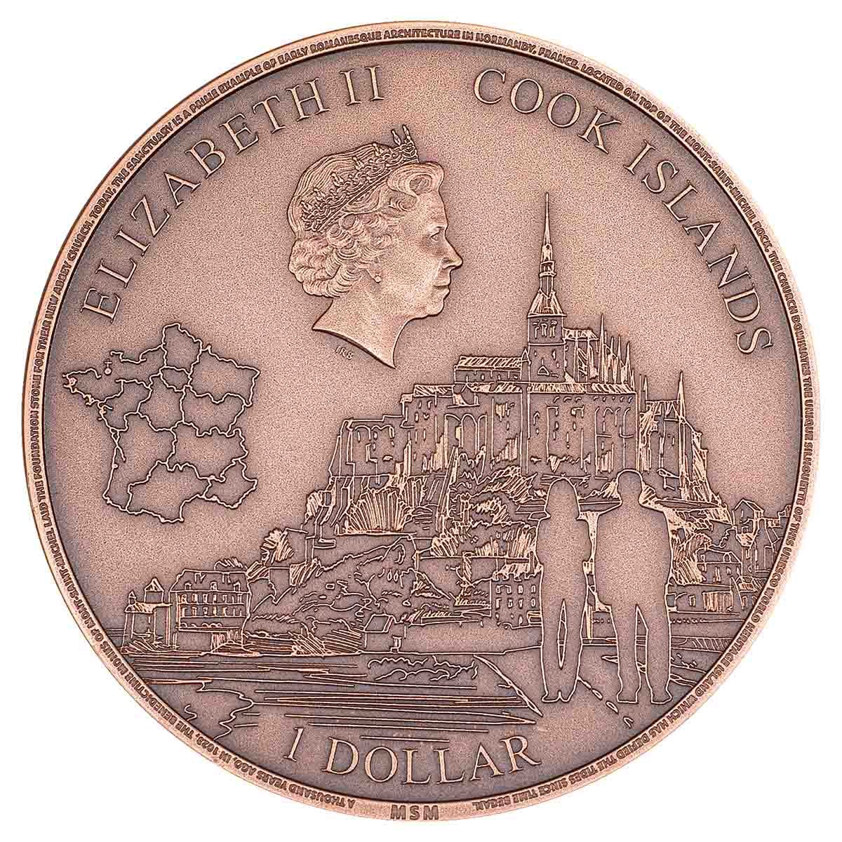 Mont Saint Michel 2023 $1 Copper Antique Coin