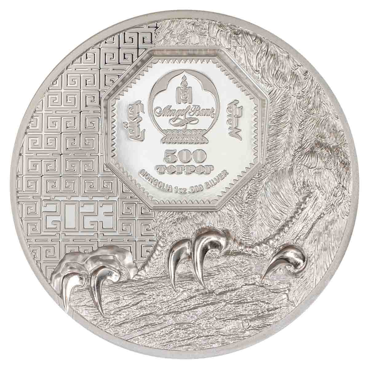 Wild Mongolia 2023 2,000T Falcon Ultra High Relief 3oz Silver Proof Coin