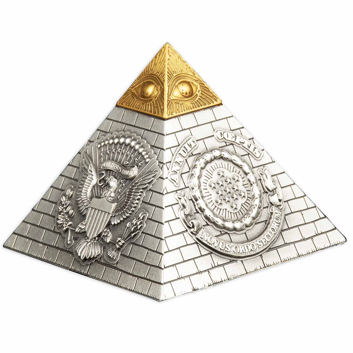 Eye of Providence Pyramid 2023 $5 5oz Silver Antique Coin