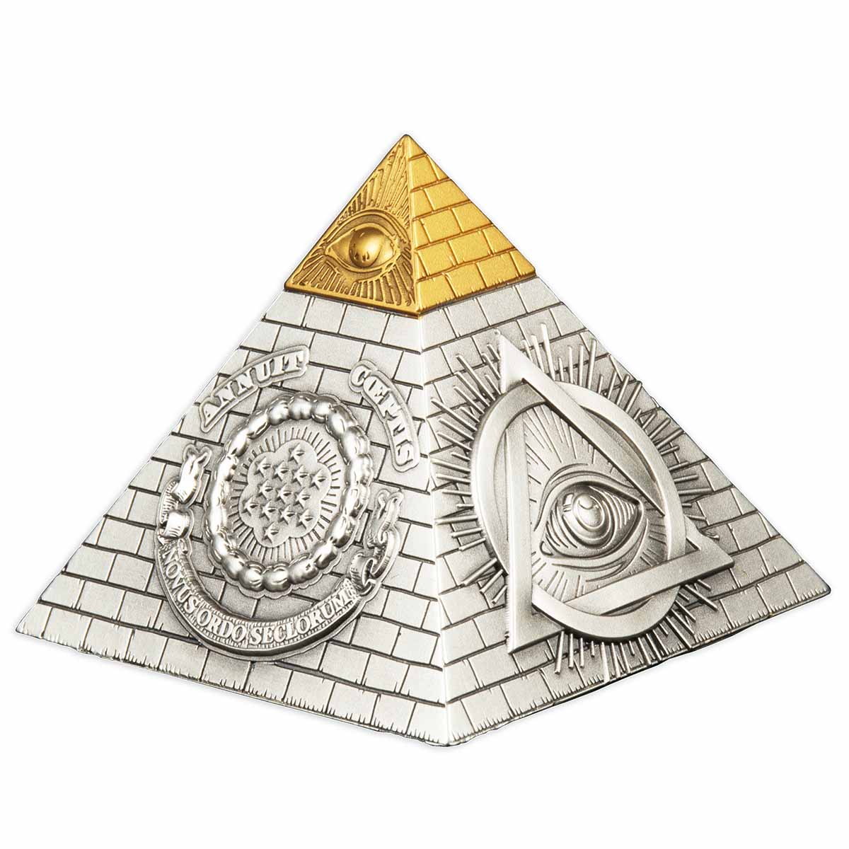 Eye of Providence Pyramid 2023 $5 5oz Silver Antique Coin