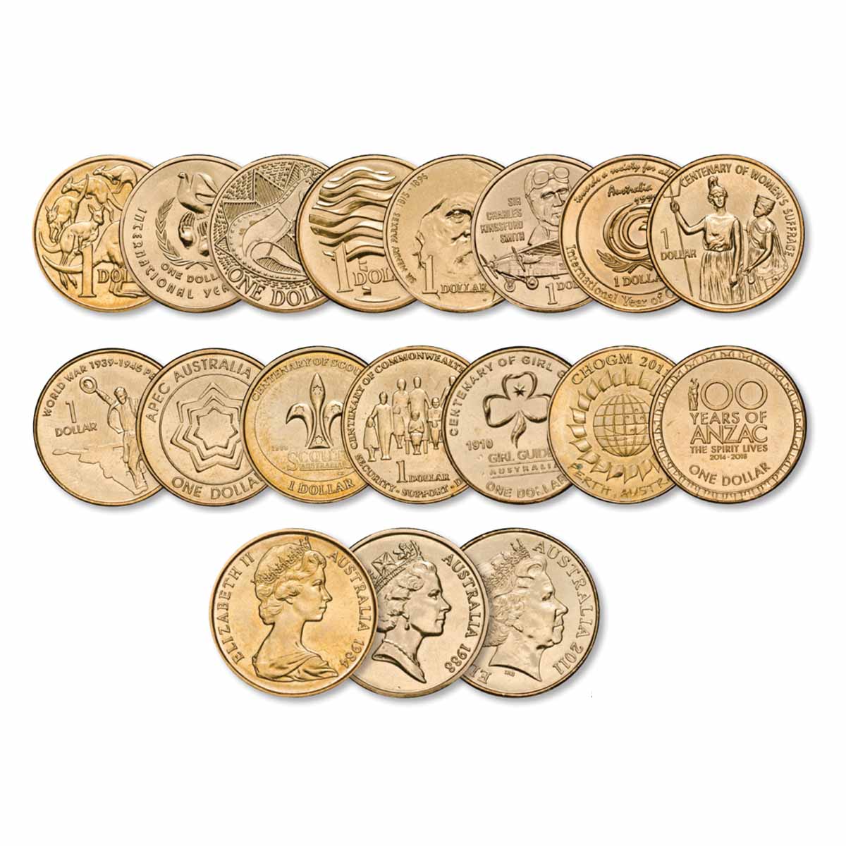 1984-2014 $1 Commemorative 18-Coin Set about Uncirculated-Uncirculated