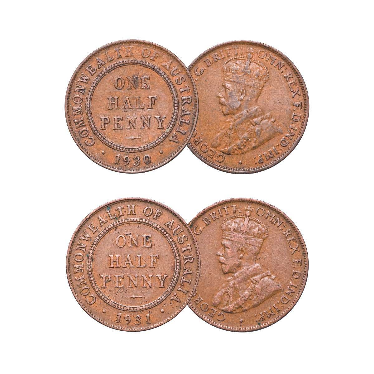 1930 & 1931 Halfpenny Pair Fine-Very Fine