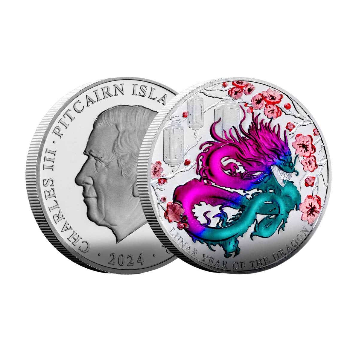 Lunar Dragon 2024 $5 1oz Coloured Silver Proof Coin