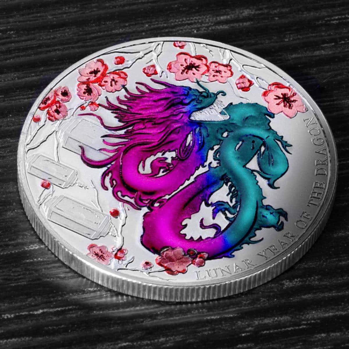 Lunar Dragon 2024 $5 1oz Coloured Silver Proof Coin