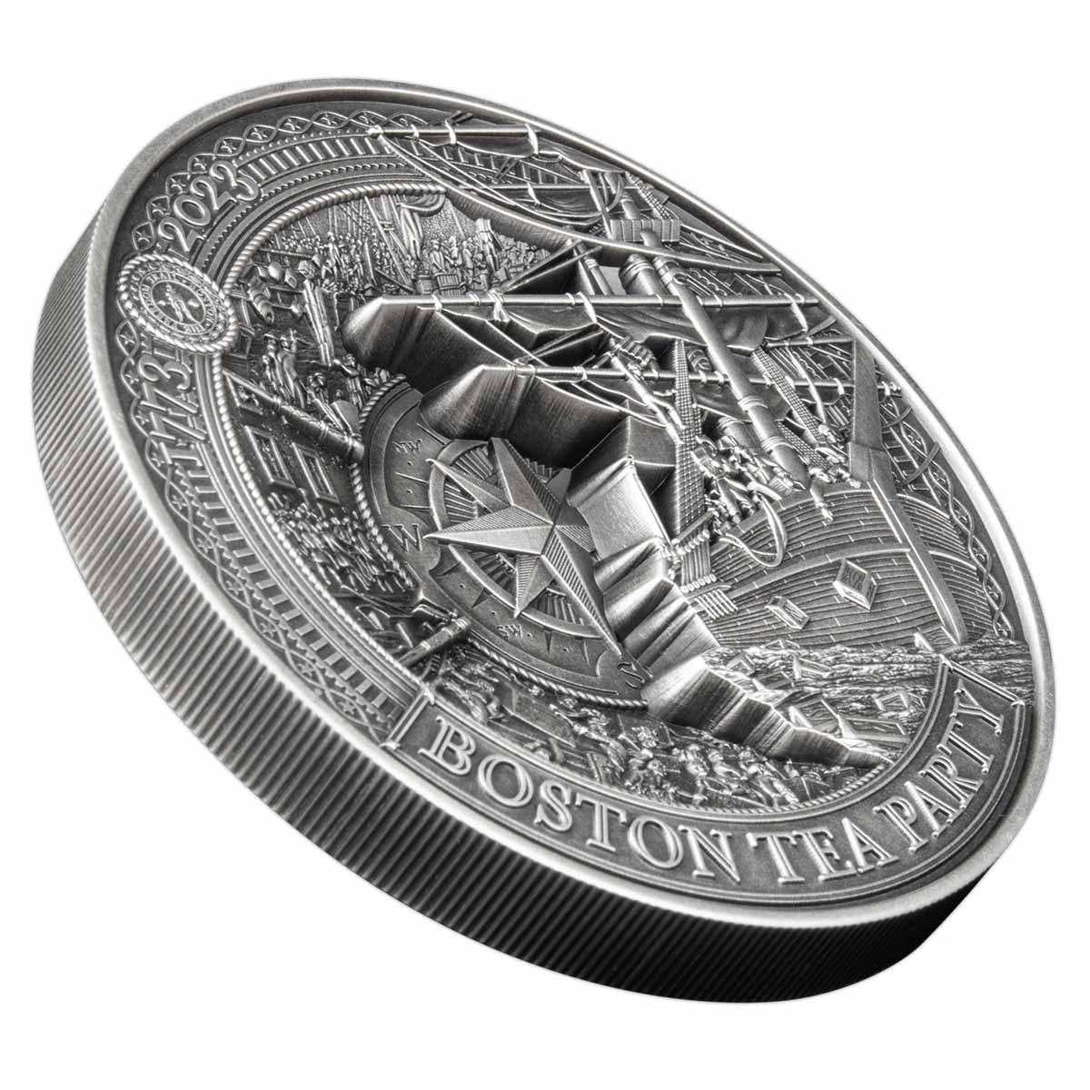 Boston Tea Party 2023 $10 250g Silver Antique Coin