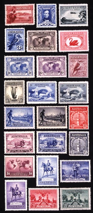 Australia George V 1927-36 Commemorative 32-Stamp Collection with Minisheet Mint Unhinged