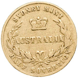 1861 Sydney Mint Half Sovereign Type II Fine