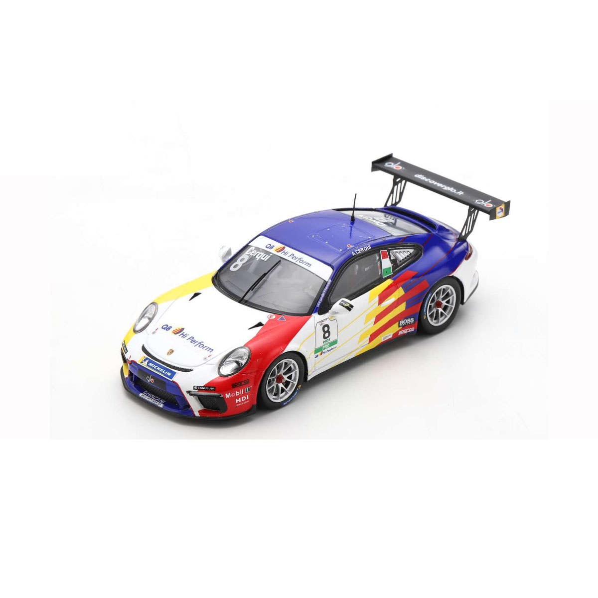 Porsche 911 GT3 Cup No.8 Porsche Carrera Cup Italia Champion 2021 - Alberto Cerqui - Limited 300.   - 1:43 Scale Resin Model Car