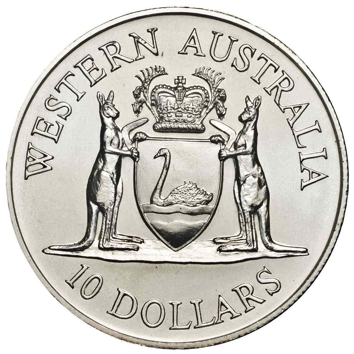 Australia 1990 $10 Western Australia Silver Uncirculated Coin